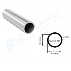 Alüminyum Boru Dış Çap 50mm X Et Kalınlık 2mm